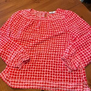 LOFT Red and Pink Heart Blouse